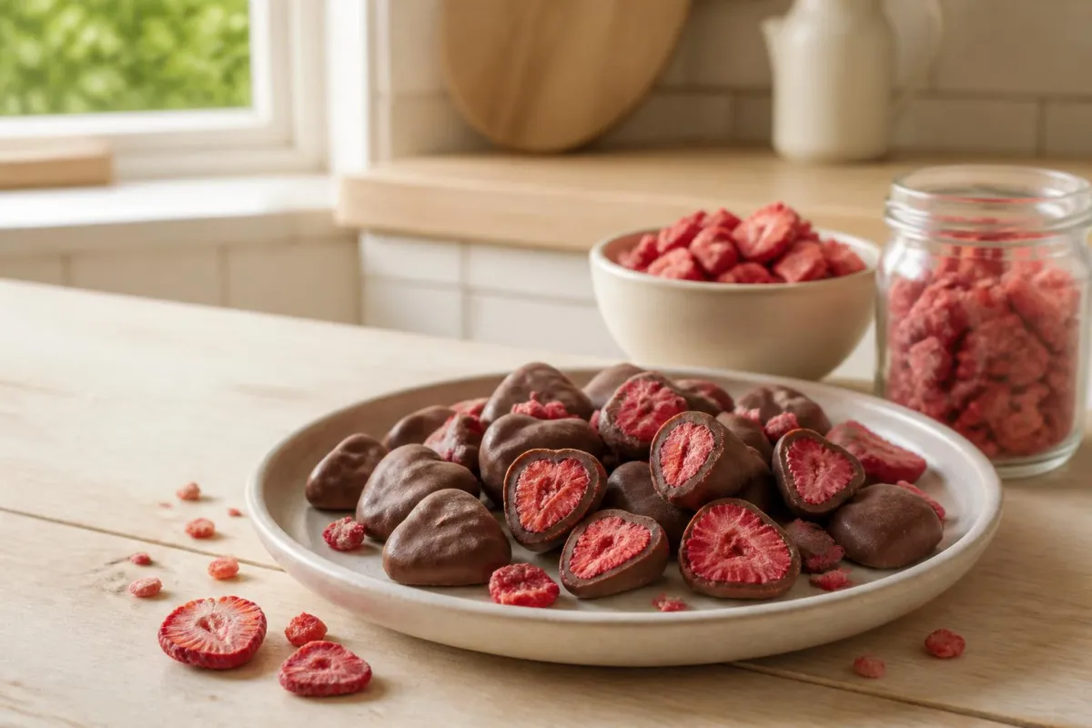 Illustration accompanying Chocolate-covered freeze-dried strawberries at home