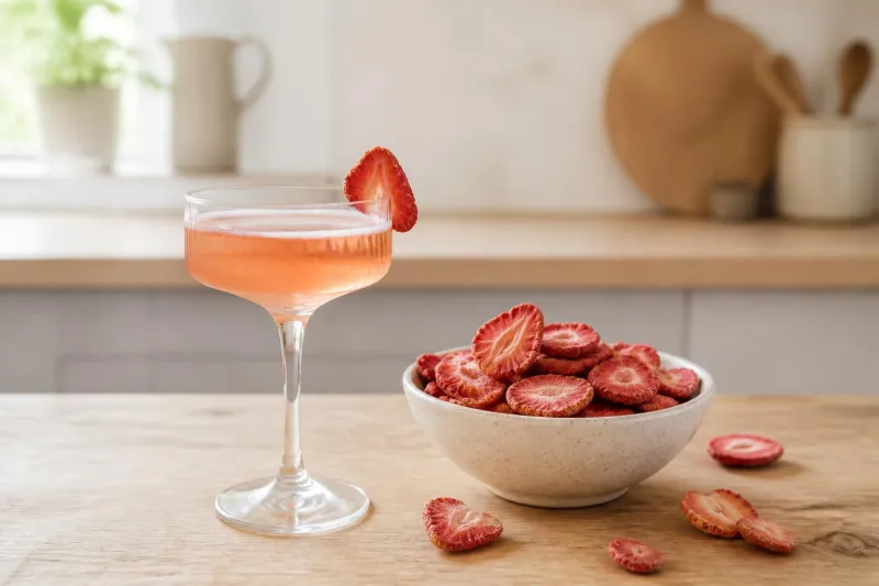 Illustration accompanying Using freeze-dried fruit in cocktails without watery results